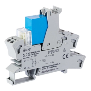 Wago 788-721 Szilárdtestrelé modul, névleges bemeneti feszültség: 24 V AC/DC, kimeneti feszültségtartomány: 24–230 VAC, tartós határáram: 4 A, 2-vezetékes csatlakozás, zéró átkapcsolás, piros állapotv
