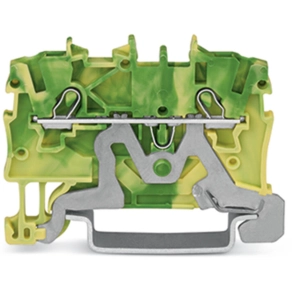 Wago 2000-1207 2 vezetékes földelősorkapocs, 1 mm², Push-in CAGE CLAMP®, Ex e II, oldalsó és középső jelölés, DIN 35 x 15 és 35 x 7,5 sínhez, zöld-sárga