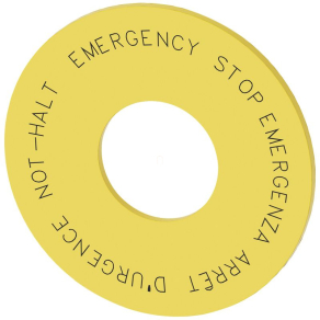   Siemens 3SU1900-0BN31-0NC0 kör alakú, 60 mm-es, sárga felirati tábla, 4 nyelvű: DE,EN,FR,IT