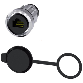   Siemens 3SU1950-0GB80-0AA0 22-es furatba szerelhető RJ45 Cat.6 toldó védősapkával, fém, fényes