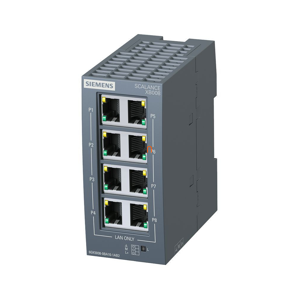 Siemens 6GK5008-0BA10-1AB2 SCALANCE XB008 ipari ethernet switch, 8x10/100 Mbit/s-os csavart érpár portokkal, RJ45 aljzatokkal