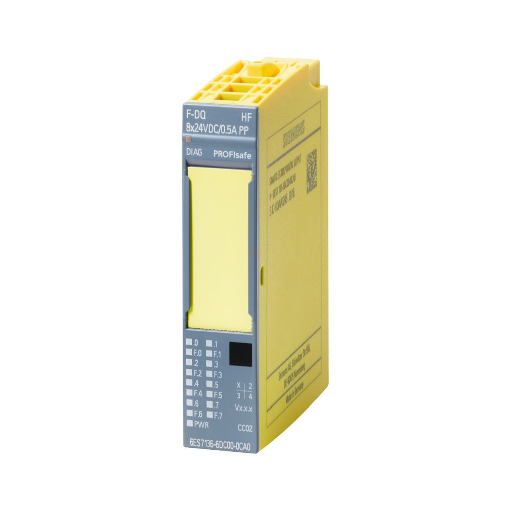 Siemens 6ES7136-6DC00-0CA0 ET200SP F-DQ 8x24 V DC High Feature, PP-switching, BU type A0, color code CC01