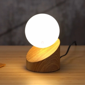   Asztali lámpa gömb, 16 cm, fa - Alisa Globo 50300146 - 275 lm, 3W