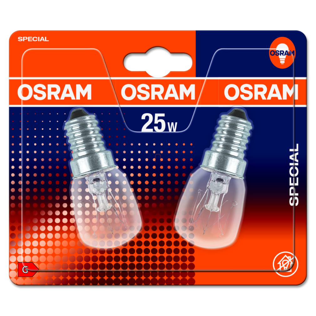 Osram E14 sütőizzó 25W, 140 lm, 2700 K, melegfehér, áttetsző üveg, 2 darabos - Special Oven T26/57