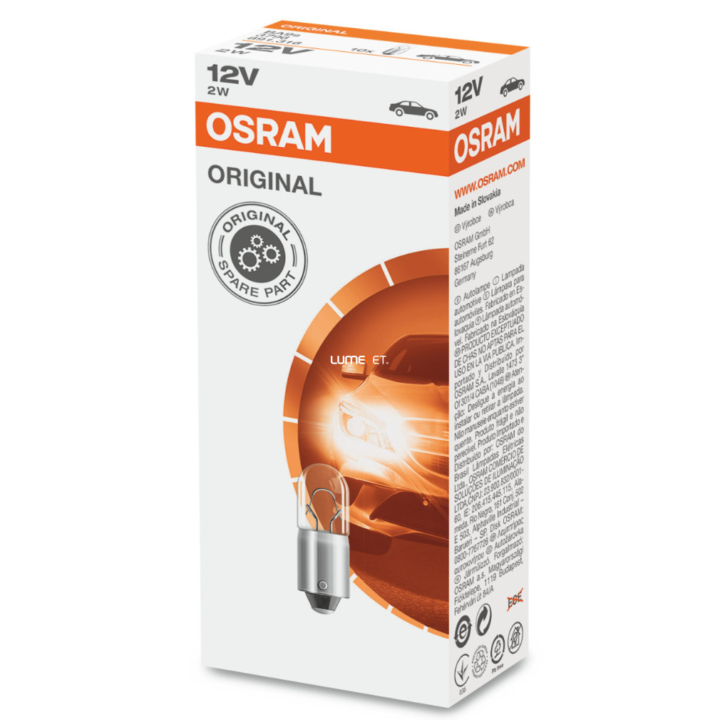 Osram 3796 Standard 2W 12V BA9s 10db/csomag