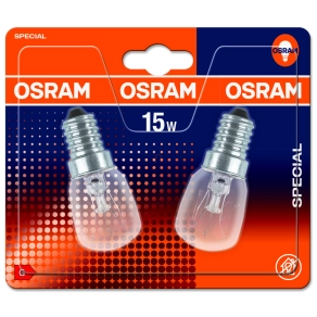   Osram E14 sütőizzó 15W, 85 lm, 2700 K, melegfehér, áttetsző üveg, 2 darabos bliszter - Special Oven T26/57