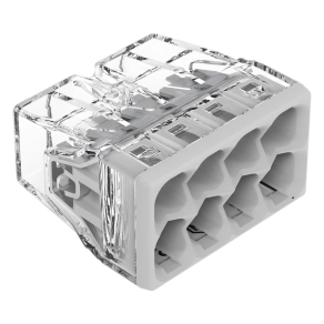 Wago 2273-208 PUSH WIRE® vezetékösszekötő 8 tömör vezetékhez, max. 2,5 mm², átlátszó ház, világosszürke fedél, max. 60 °C (T60)