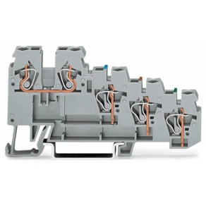 Wago 270-570 4 vezetékes érzékelő sorkapocs, színjelölt vezetőbemenettel, 2,5 mm², CAGE CLAMP®, szürke