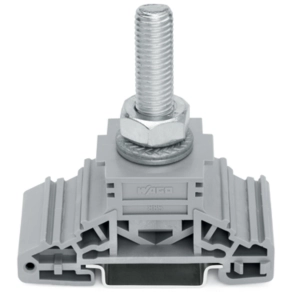Wago 885-110 kábelsarus sorkapocs, 1 darab M10 menetes csappal, 120 mm², oldalsó jelölőnyílásokkal, DIN 35 x 15 és 35 x 7,5 sínhez, szürke