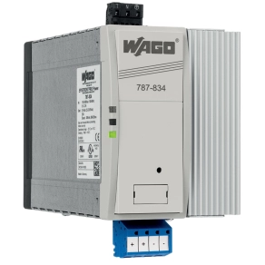 Wago 787-834 Pro kapcsolóüzemű tápegység, egyfázisú, 24 V DC, 20 A, TopBoost és PowerBoost, DC OK érintkező, 2,5 mm²