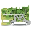 Wago 2022-1307 2 vezeték/1 tűs dugaszolható földelősorkapocs, 2,5 mm², Push-in CAGE CLAMP, DIN 35 × 15 és 35 × 7,5, zöld-sárga