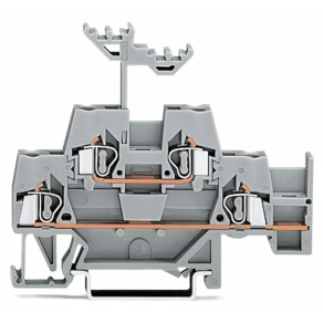 Wago 280-520 kétemeletes átmenő sorkapocs, 2,5 mm², CAGE CLAMP®, további alsó áthidalási pontok, DIN 35 sínhez, szürke/szürke