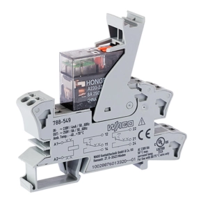 Wago 788-549 relémodul, 230 V AC, 2 váltóérintkező, 8 A tartós határáram, kézi működtetés, piros állapotjelzés, 15 mm széles