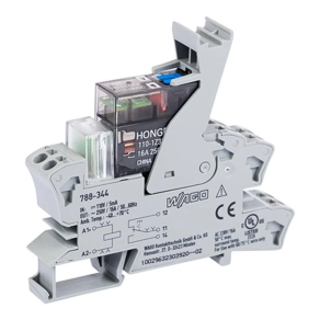 Wago 788-344 relémodul, 110 V DC, 1 váltóérintkező, 16 A tartós határáram, kézi működtetés, piros állapotjelzés, 15 mm széles