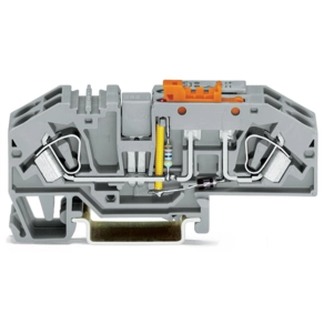 Wago 282-640 Bontható földelősorkapocs, vizsgálati lehetőség, narancssárga leválasztóval, 24 V, 6 mm², CAGE CLAMP®, szürke