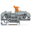 Wago 282-697 2 vezetékes bontható sorkapocs, vizsgálati lehetőség, narancssárga leválasztó, DIN 35 x 15 és DIN 35 x 7,5 sínhez, 6 mm², CAGE CLAMP®, szürke