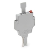 Wago 281-512/281-417 biztosítómodul kihúzható füllel, 5 × 20 mm és 5 × 25 mm miniatűr biztosítékokhoz, neonlámpás állapotjelzés, 230 V, 6 mm széles, szürke