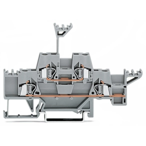 Wago 280-543 kétemeletes átmenő sorkapocs, 2,5 mm², CAGE CLAMP®, további alsó áthidalási pontok, DIN 35 sínhez, szürke/szürke