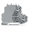 Wago 2002-2203/099-000 kétemeletes átmenő sorkapocs véglappal, L/N, 2,5 mm², Push-in CAGE CLAMP®, jelölőtartó nélkül, kék felső vezetőbemenet, szürke