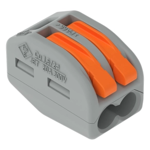 Wago 222-412 karos vezetékösszekötő, 2 vezetékhez, max. 4 mm², CAGE CLAMP, 400 V, 32 A, szürke ház, max. 40 °C környezeti hőmérséklet