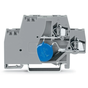 Wago 280-504/281-583 alkatrész-sorkapocs, kétemeletes, véglappal, varisztorral, DIN 35 x 15 és DIN 35 x 7,5 sínhez, 2,5 mm², CAGE CLAMP®, szürke