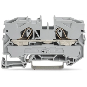 Wago 2010-1205 2 vezetékes átmenő sorkapocs, 10 mm², Push-in CAGE CLAMP, Ex e II, oldalsó/középső jelölés, DIN 35 × 15 és 35 × 7,5, fekete