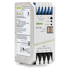 Wago 787-738 Eco kapcsolóüzemű tápegység, 3 fázisú, 24 V DC, 6,25 A, optocsatolós DC OK jel
