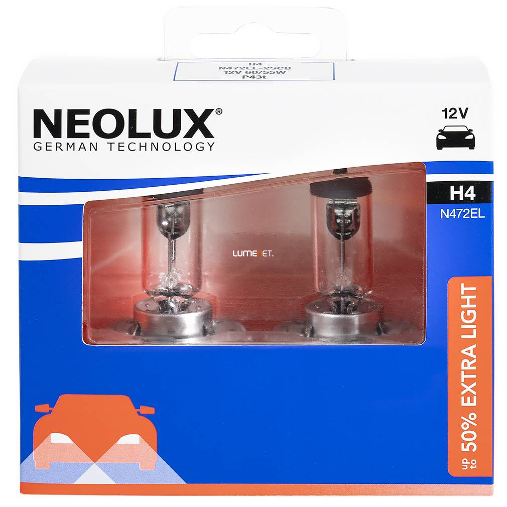 Neolux N472EL-SCB Extra Light H4 +50% 2db/csomag