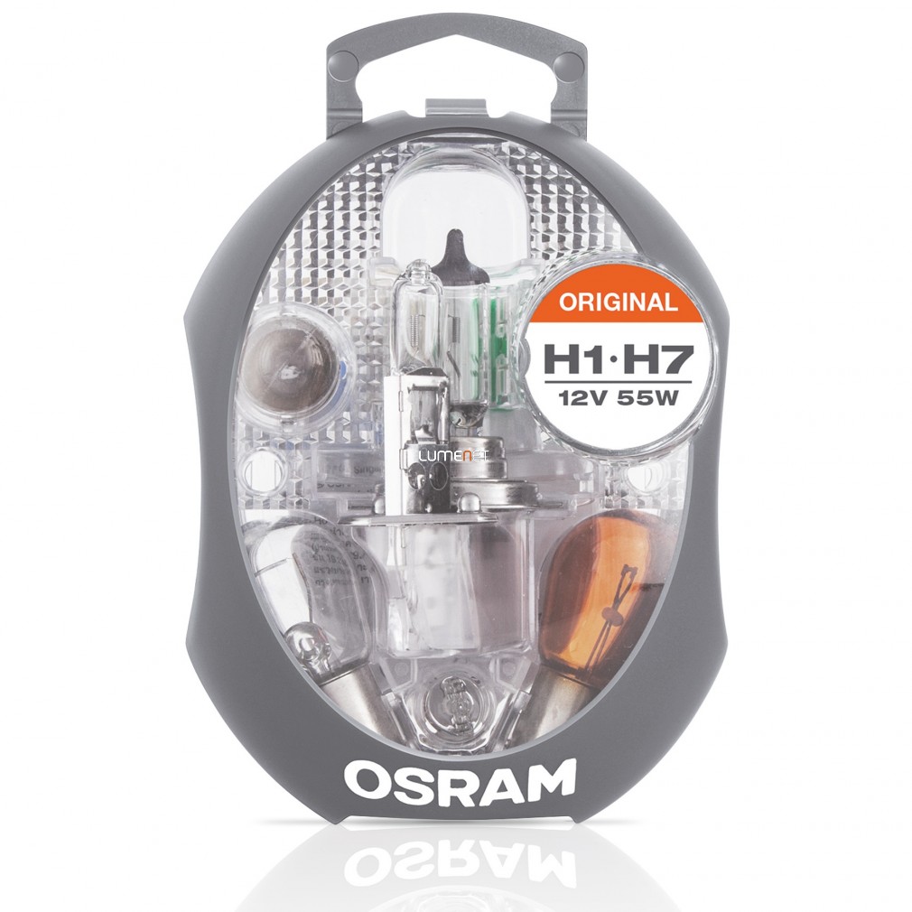 Osram Original H1-H7 12V 55W tartalék izzó csomag, MINIBOX dobozban H1 és H7 izzókkal, OEM minőség, praktikus megoldás útközbeni izzócseréhez, CLK H7, 4052899522640