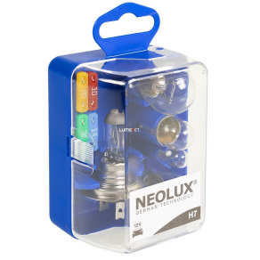   Neolux H7 12V pótizzó készlet, N499KIT, praktikus mini dobozban, autós utazásokhoz kötelező tartozék, ECE-minősített jelző- és fényszóróizzókkal 