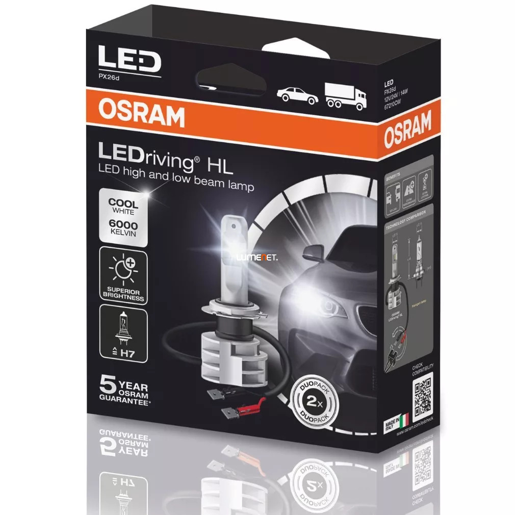 Bontott csomagolású Osram 67210CW gen2 LEDriving HL H7 LED szett 6000K 2db/csomag