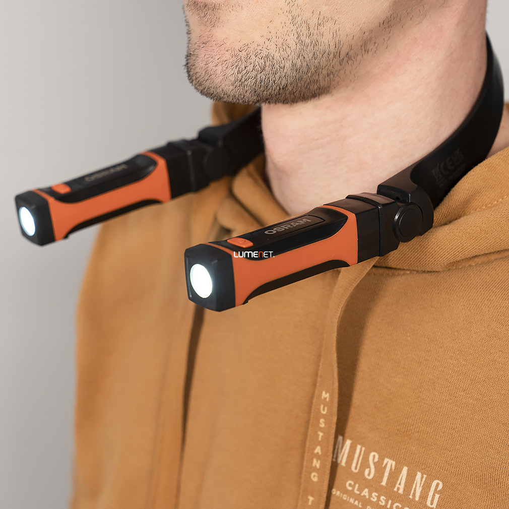Osram LEDinspect Wearable Necklight LED nyakba akasztható lámpa, 2 levehető zseblámpával, 265 lumen fényerő, IP54/IK07 védelem, újratölthető, LEDIL413