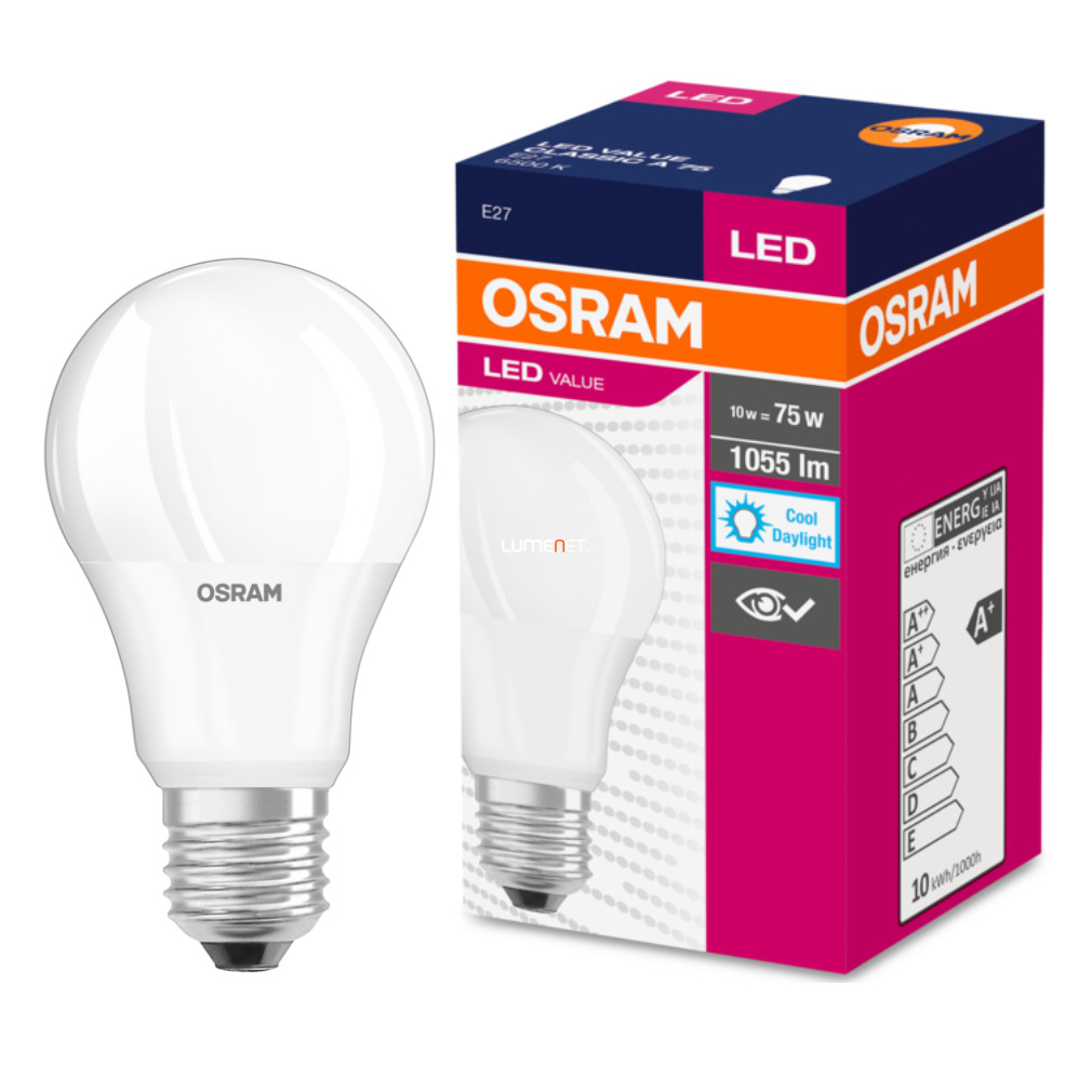 Osram E27 LED Value 10W 1055lm 6500K daylight 200° - 75W izzó helyett
