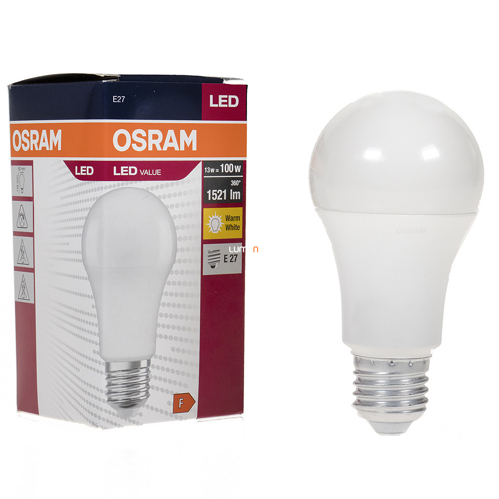 Osram E27 LED Value 13W 1521lm 2700K melegfehér 220° - 100W izzó helyett