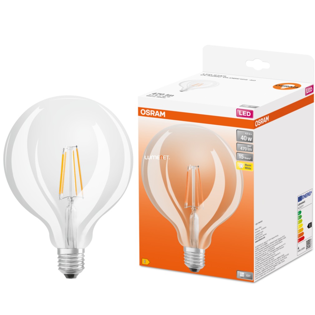 Osram E27 LED Star Giant Ball 4W 470lm 2700K alb cald 300° - înlocuire bec 40W