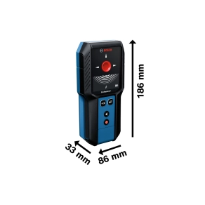 Bosch (0601081700) keresőműszer professional GMS 120-27 Felderíthető anyagok: vastartalmú fémek, nemvasfémek,fa alapszerkezetek, elektromos vezetékek, Max felderítési mélység: 120 mm, Kijelző megvilág