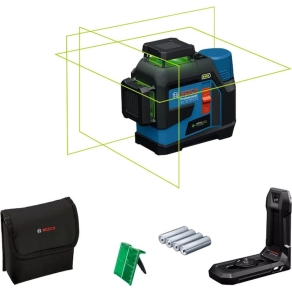   Bosch GLL 12V-100-33 CG zöld vonallézer + LB 10 + AA1 elemadapter + 4 x 1,5V LR 6 AA elemek 0601065400