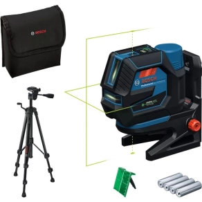   Bosch GCL 12V-50-22 CG zöld kombilézer + RM 20 tartó + AA1 elemadapter + 4 x 1,5V LR6 AA elemek + BT 150 állvány 0601066S01