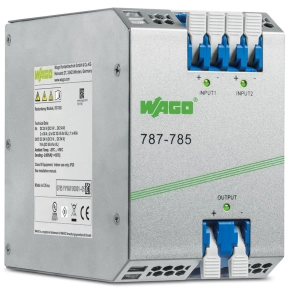 Wago 787-785 redundanciamodul, 2 × 9–54 V DC / 40 A bemenet, 9–54 V DC / 76 A kimenet, LED és potenciálmentes jelzőérintkező