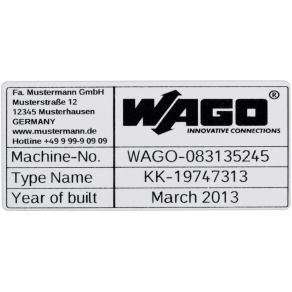 Wago 210-802 típusjelölő, 70 × 33 mm, ezüstszínű