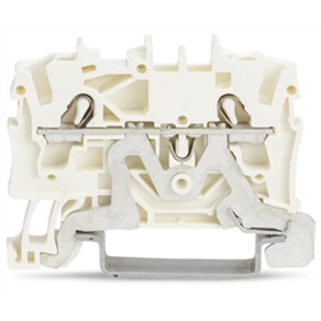 Wago 2002-1208 2 vezetékes árnyékoló sorkapocs, 2,5 mm², Push-in CAGE CLAMP, oldalsó/középső jelölés, DIN 35 × 15 és 35 × 7,5, fehér
