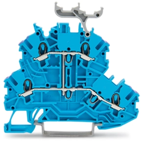 Wago 2000-2239 kétemeletes átmenő sorkapocs, 4 vezetékes, N, jelölőtartóval, 1 mm², Push-in CAGE CLAMP®, belső közösítés, Ex i alkalmazásokhoz, kék
