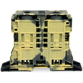 Wago 285-1167 2 vezetékes nagyáramú átmenő sorkapocs, 185 mm², oldalsó jelölőnyílások, rögzítőperemmel, POWER CAGE CLAMP, sötétszürke-sárga