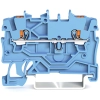 Wago 2200-1204 2 vezetékes nyomógombos átmenő sorkapocs, 1 mm², Push-in CAGE CLAMP, vizsgálóporttal, Ex i, DIN 35 × 15 és 35 × 7,5, kék