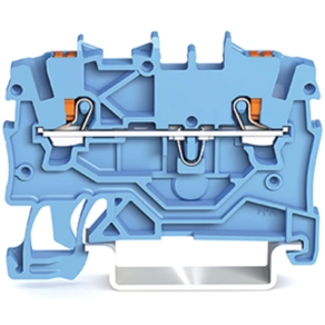 Wago 2200-1204 2 vezetékes nyomógombos átmenő sorkapocs, 1 mm², Push-in CAGE CLAMP, vizsgálóporttal, Ex i, DIN 35 × 15 és 35 × 7,5, kék