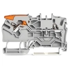 Wago 2102-1201 2 vezetékes karos átmenő sorkapocs, 2,5 mm², Push-in CAGE CLAMP, vizsgálóporttal, DIN 35 × 15 és 35 × 7,5, szürke