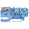 Wago 2102-1304 3 vezetékes átmenő sorkapocs, műk. karral és Push-in CAGE CLAMP®-pel, 2,5 mm², vizsgálóporttal, megfelelő Ex i alkalmazásokhoz, oldalsó és középső jelölés, DIN 35 x 15 és DIN 35 x 7,5 sínhez, Push-in CAGE CLAMP®, kék