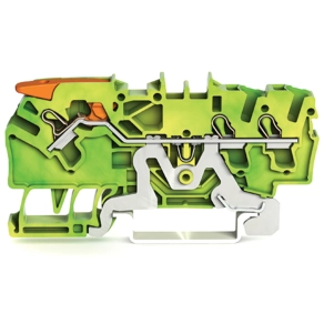 Wago 2102-1307 3 vezetékes földelősorkapocs, műk. karral és Push-in CAGE CLAMP®-pel, 2,5 mm², vizsgálóporttal, oldalsó és középső jelölés, DIN 35 x 15 és DIN 35 x 7,5 sínhez, Push-in CAGE CLAMP®, zöld