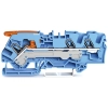Wago 2106-1304 3 vezetékes átmenő sorkapocs, műk. karral és Push-in CAGE CLAMP®-pel, 6 mm², vizsgálóporttal, megfelelő Ex i alkalmazásokhoz, oldalsó és középső jelölés, DIN 35 x 15 és DIN 35 x 7,5 sínhez, Push-in CAGE CLAMP®, kék