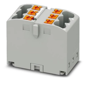   Elosztóblokk PTFIX 6X2,5-G GY, 0,14-4mm2,szürke, 24 A, 450V, NS 15, pattintható, 3273395
